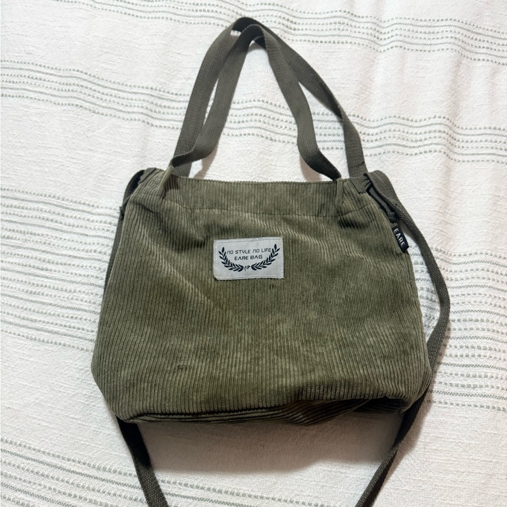 Green Corduroy Shoulder Bag